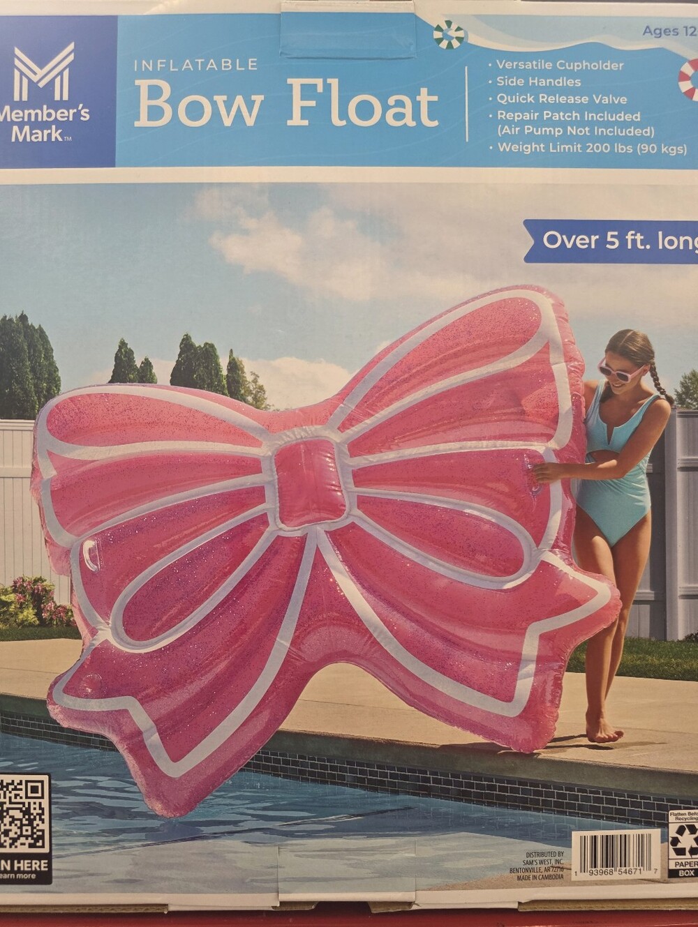 Inflatable Pink Bow Float 5 Feet Long